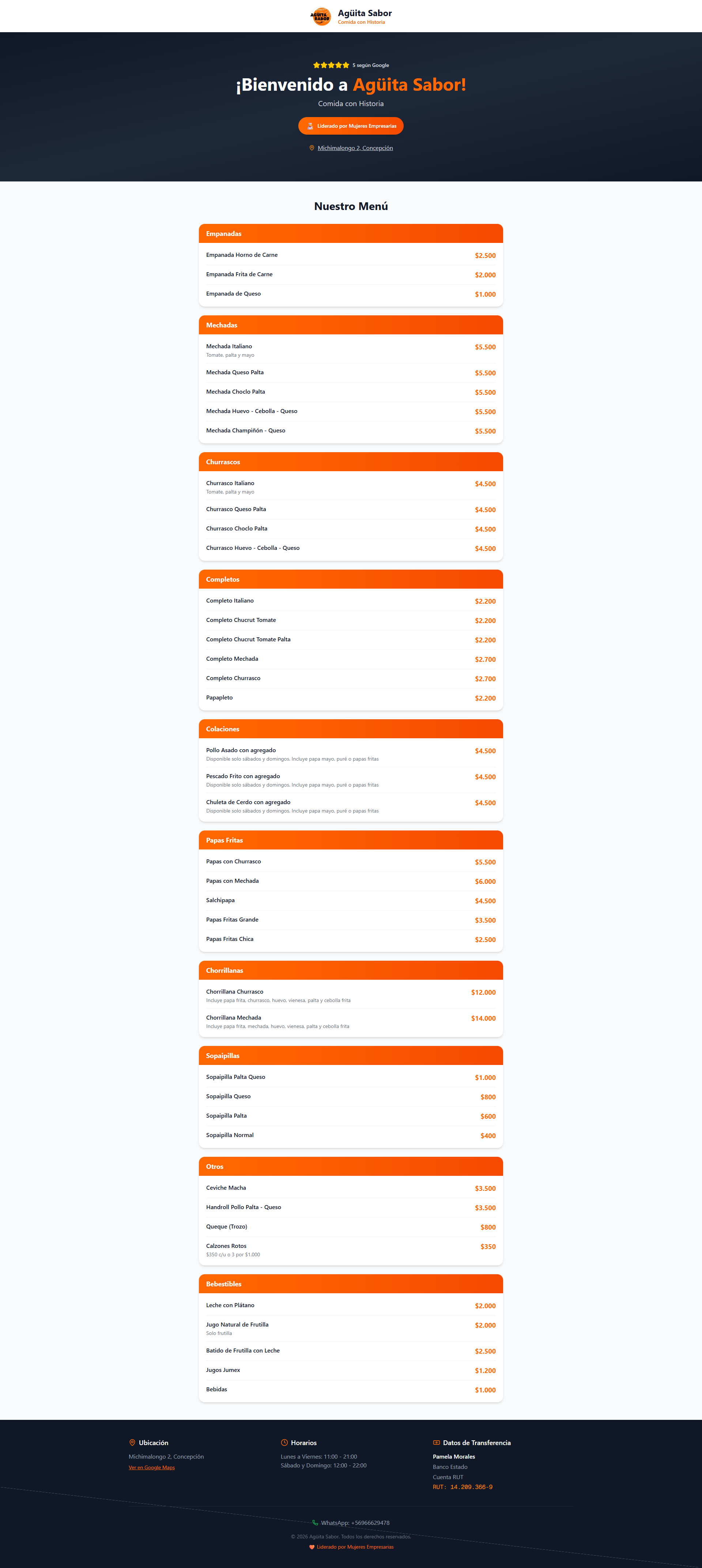 Agüita Sabor - Carta Digital