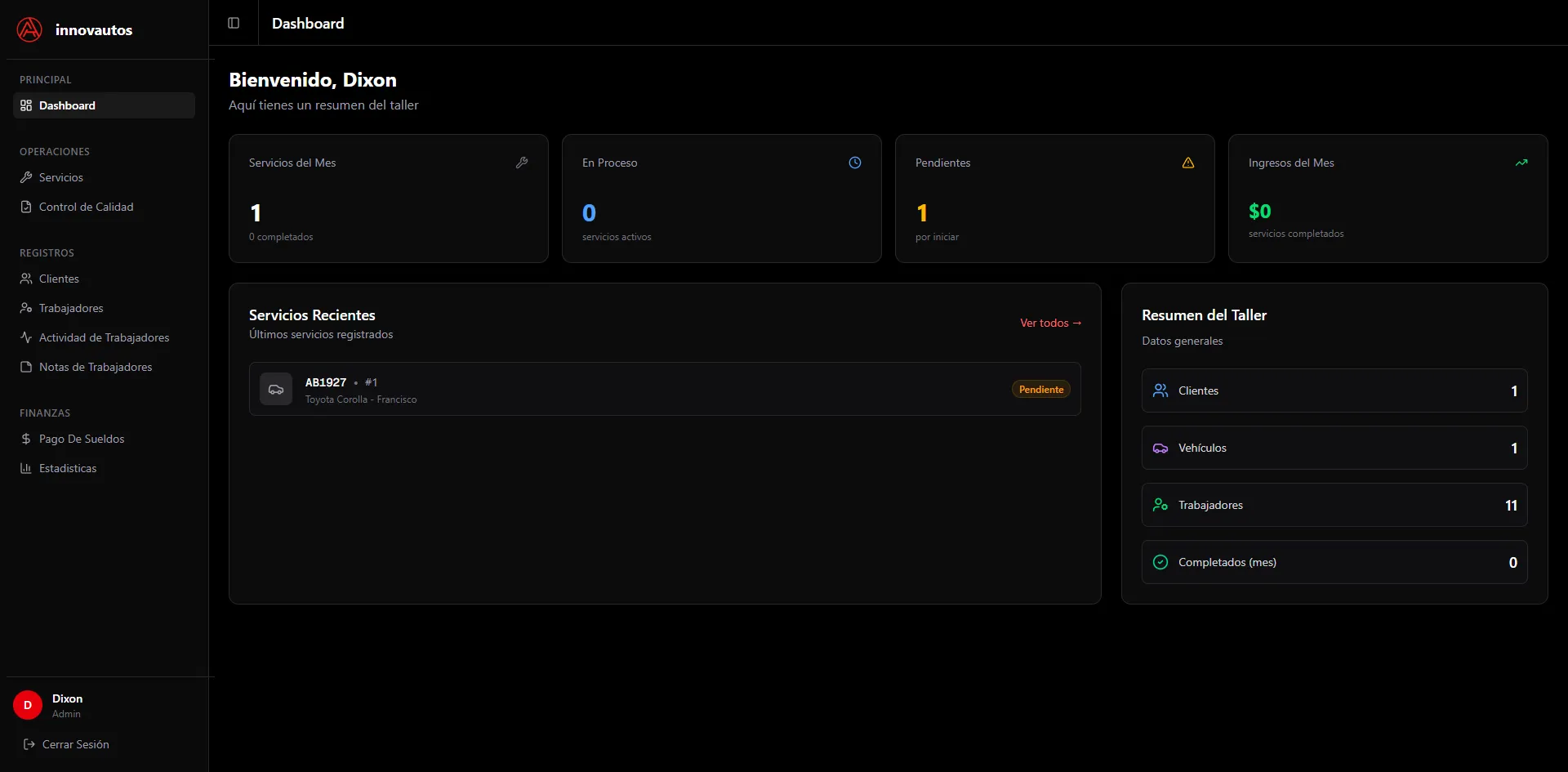 ERP Innovautos - Panel de Administración